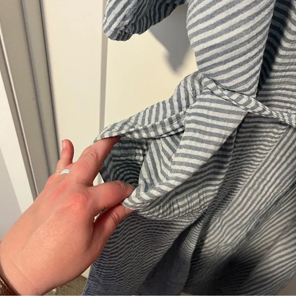 Oddbird Co. 100% Gauze Cotton Striped Blue and White Women's Dress size 2X/3X - Picture 6 of 11